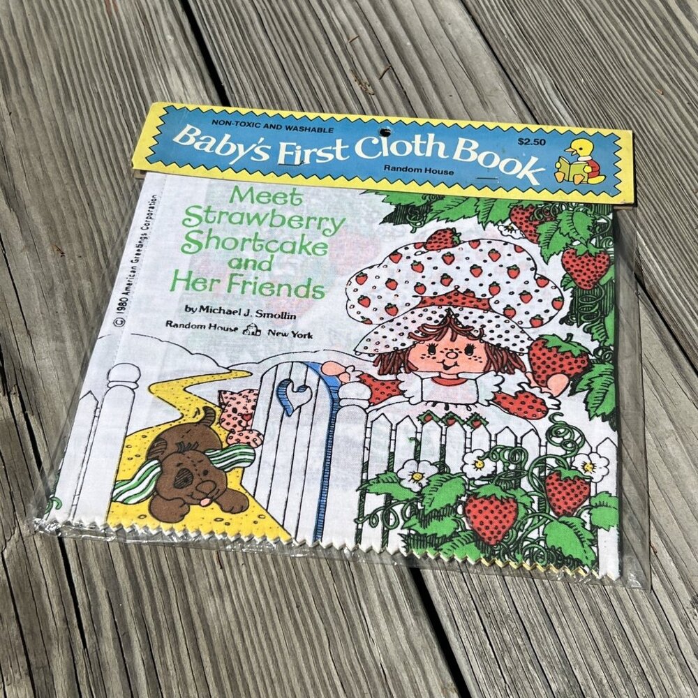 Rare 1980 Meet Strawberry Shortcake & Her Friends Baby's 1st Cloth Book VTG NEW